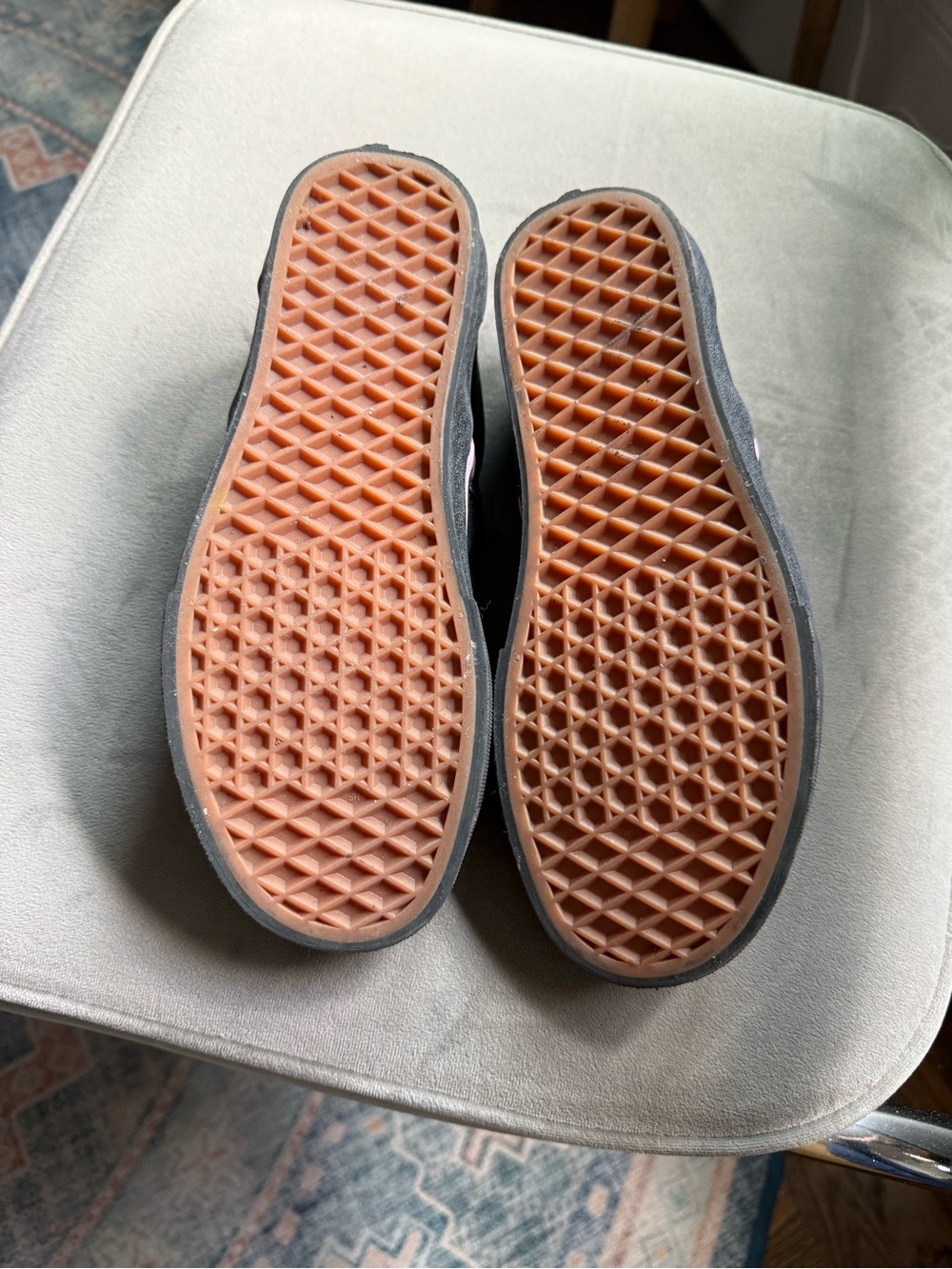 Black Checkerboard Slip-On Vans with Pink Accent size 6.5 - Picture 3 of 3
